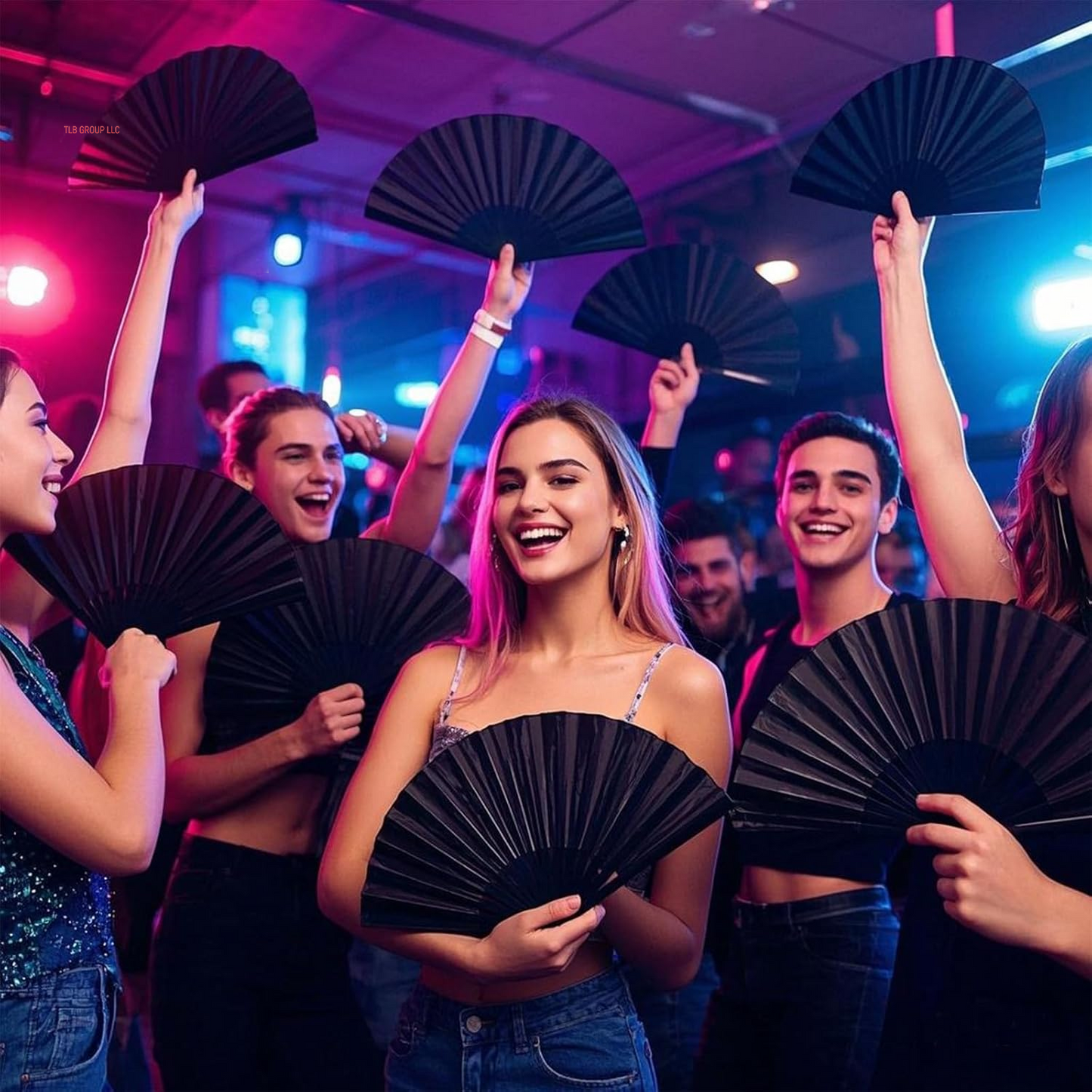 Upgraded Hand Fan for Women Foldable, Line Dance Popping Fan,13 in Large Hand Clack Fans for Dance,Boots on the Ground Fan (Simple Style, Silk Black)