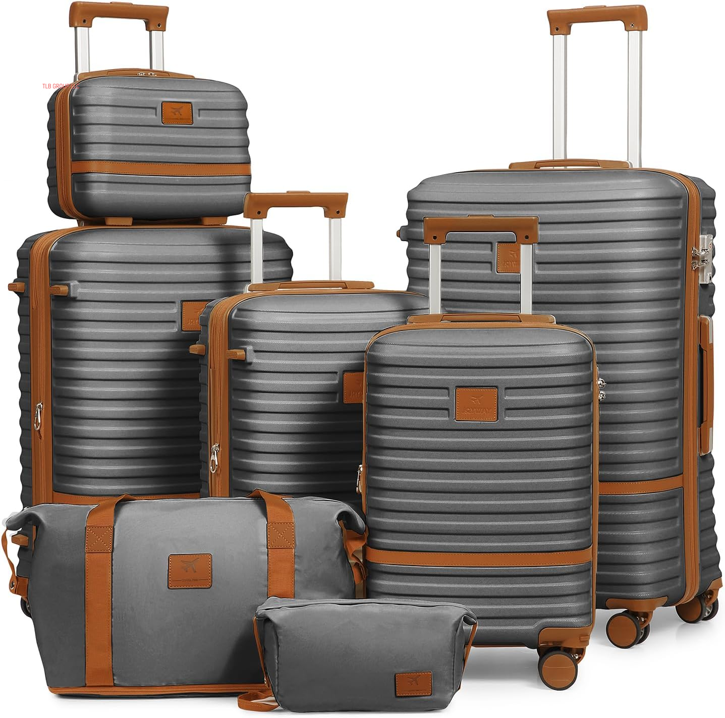 Carry on Luggage 20 Inch Expandable Suitcase with Spinner Wheel, 4 Piece Hard Shell Luggage Set with TSA Lock(Black Brown)