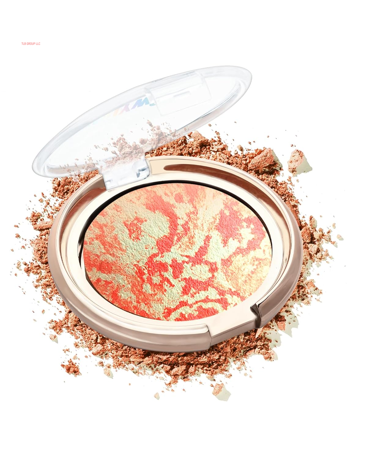 Baked Blush, Lighting Glow Marbleized Blush Powder Palette, Cruelty-Free Powder Blusher, Eyeshadow & Highlight for a Lightweight Shimmery Satin Face Makeup, Gift for Women (0.49Ounce)-01#Peachy