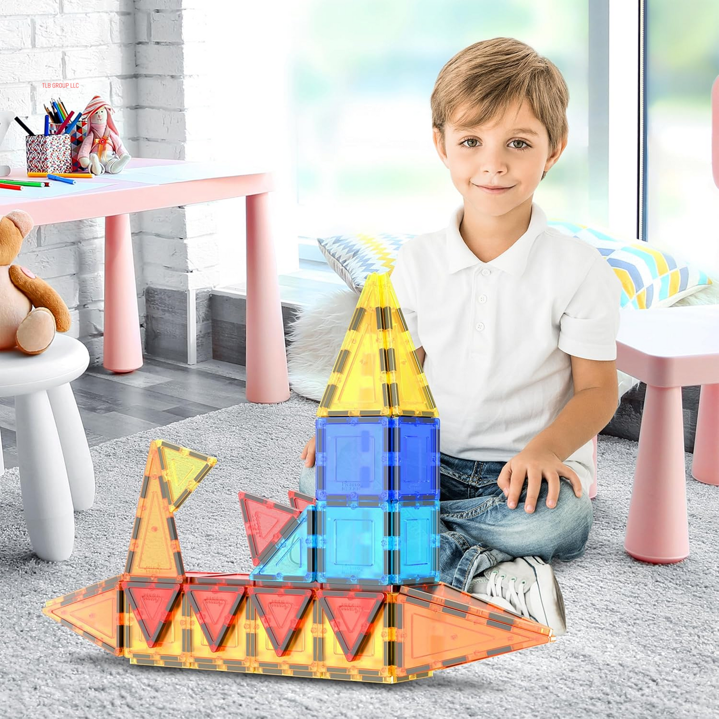60 Piece Set 60Pcs Magnet Building Tiles Clear Magnetic 3D Blocks Construction Playboards - Creativity beyond Imagination, Inspirational, Recreational, Educational, Conventional