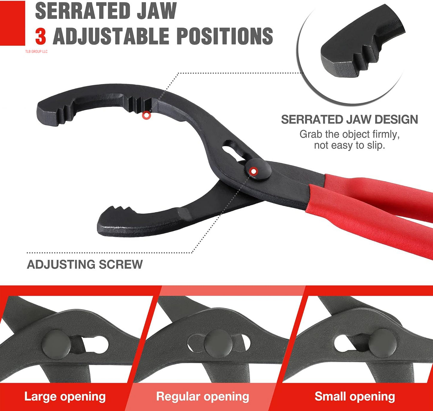12" Adjustable Oil Filter Pliers, Wrench Adjustable Oil Filter Removal Tool, Ideal for Engine Filters, Conduit, & Fittings, W114083A