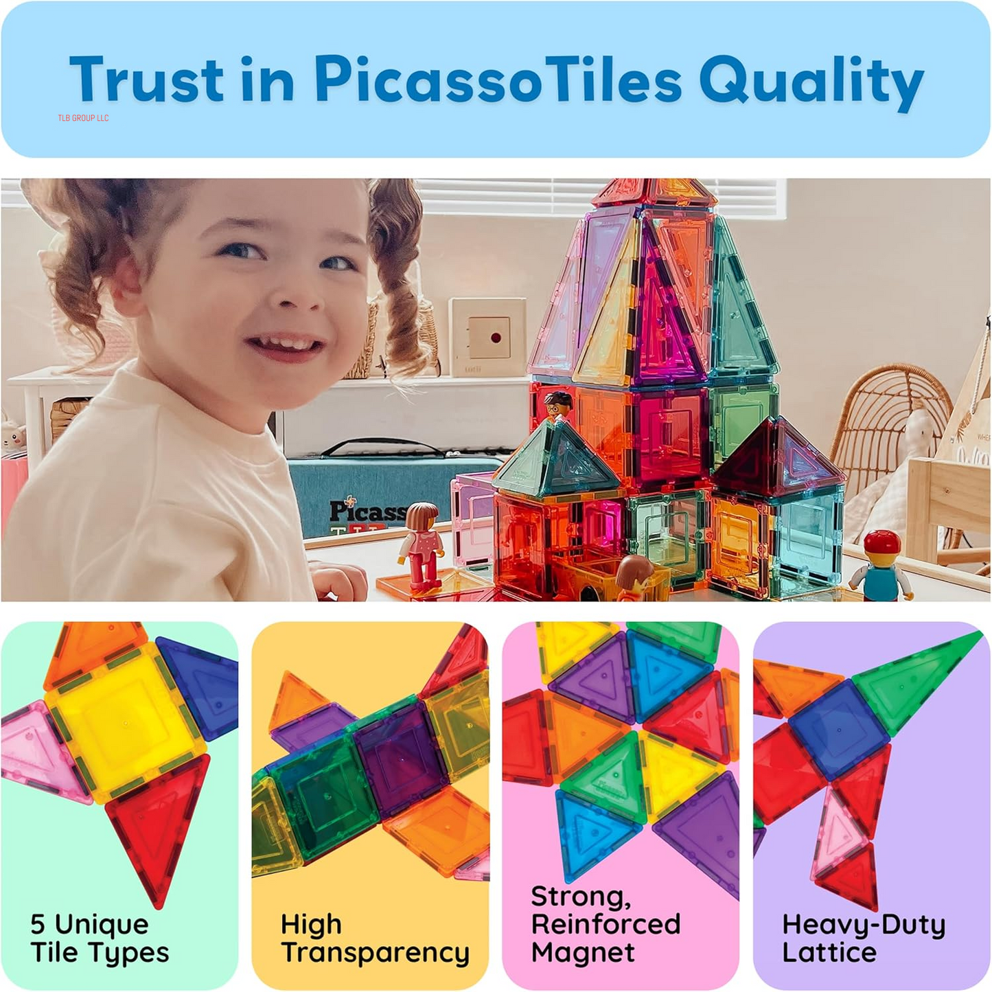 60 Piece Set 60Pcs Magnet Building Tiles Clear Magnetic 3D Blocks Construction Playboards - Creativity beyond Imagination, Inspirational, Recreational, Educational, Conventional
