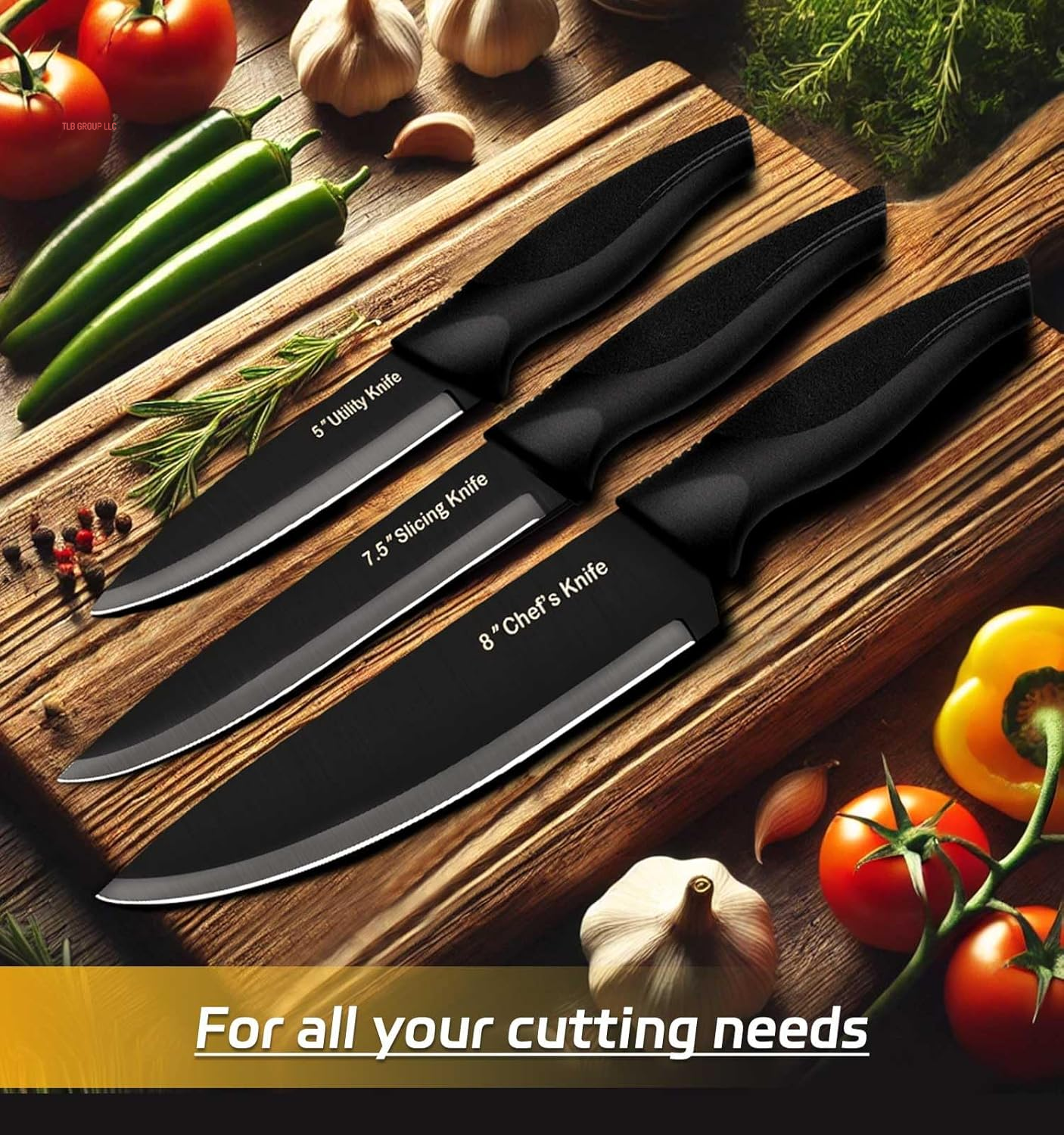 Knife Set, 14 Pieces Kitchen Knife Set, High Carbon German Stainless Steel, Dishwasher Safe Cutlery, Black