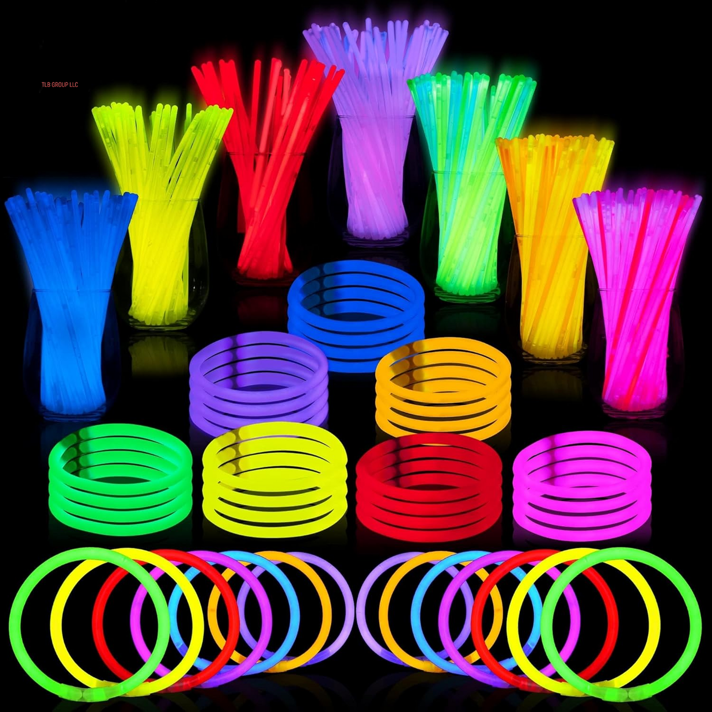 144 Pcs 8" Glowsticks, Bracelets Necklaces, Glow in the Dark Party Favors, Easter, Christmas, Halloween Supplies Pack, Football Party Supplies