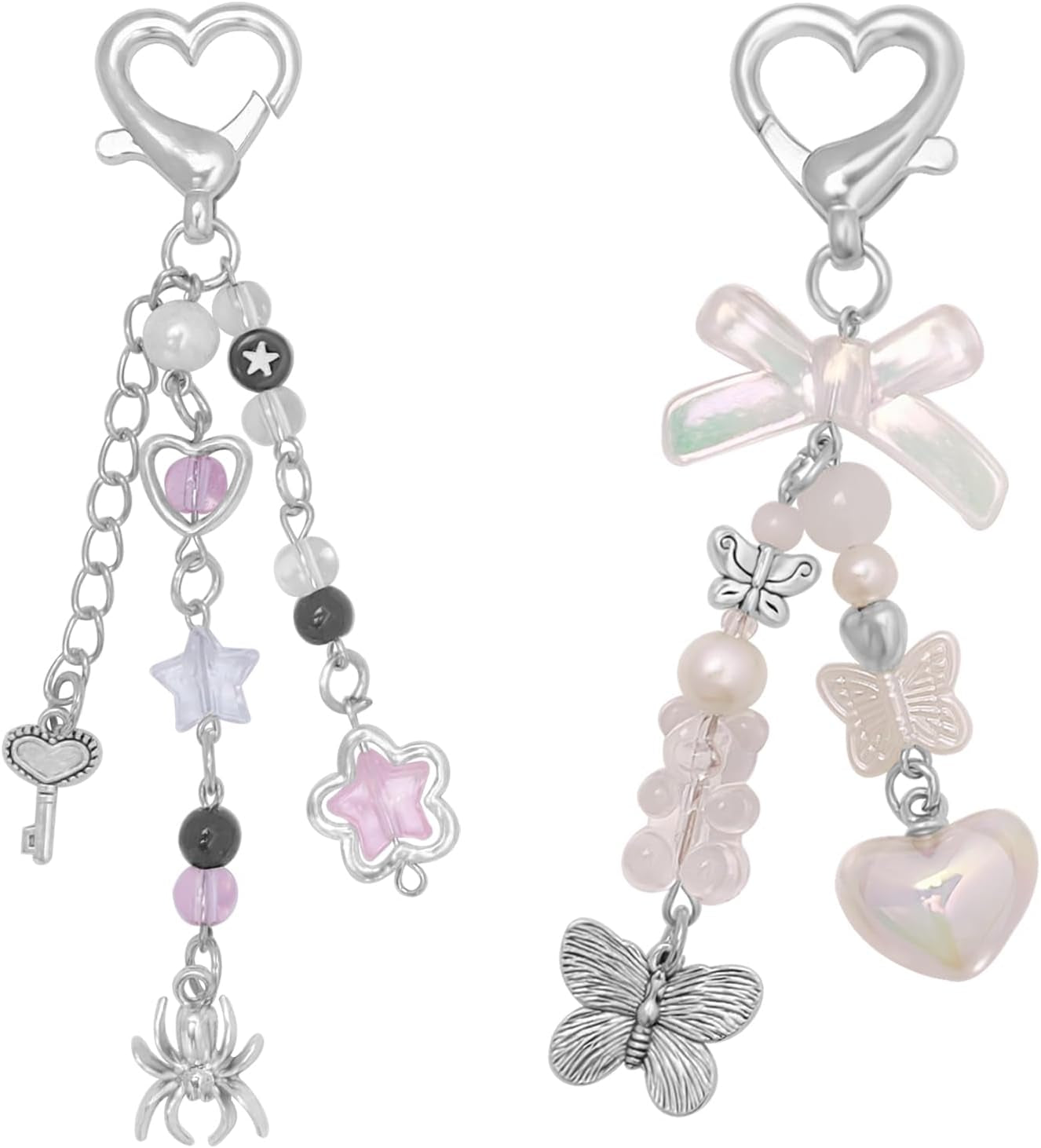 Aesthetic Y2K Keychains Cute Butterfly Star Strawberry Bear Guitar Keychains Charms for Women Bag Purse Gifts