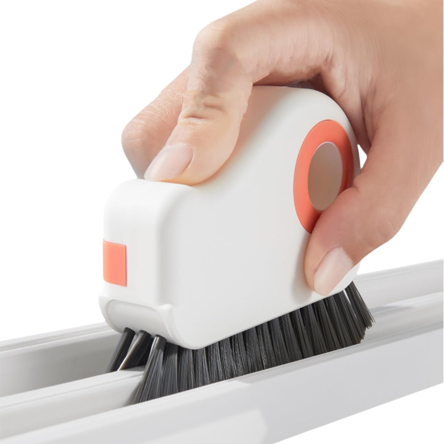 Groove Cleaning Brush Window Track Cleaning Tools 2 in 1 Window Cleaning Kit Multifunction Hard Bristle Crevice Cleaning Brush with Hidden Scraper Window Sill Cleaner Tool