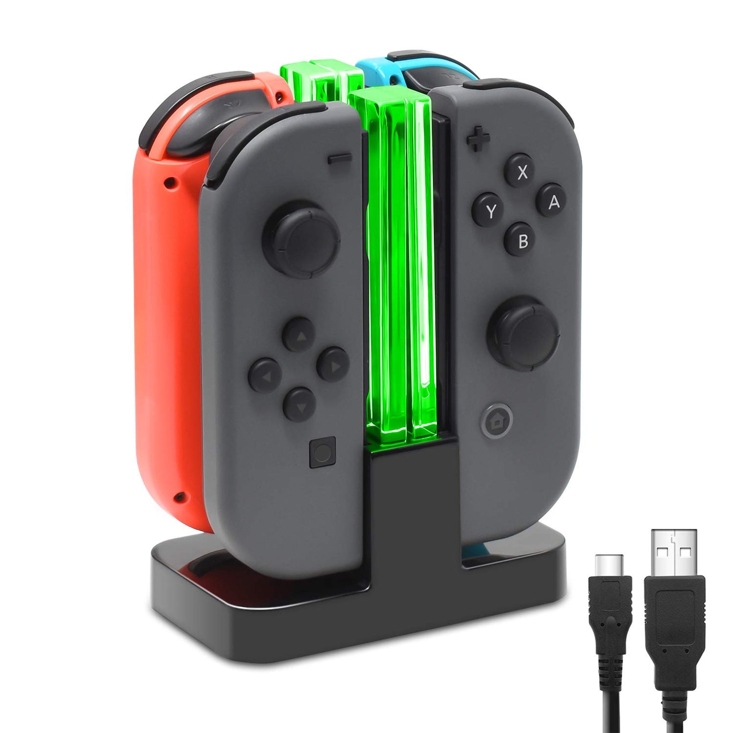 Charging Dock Compatible with Nintendo Switch for Joy Con & OLED Model Controller with Lamppost LED Indication, Charger Stand Station with Charging Cable