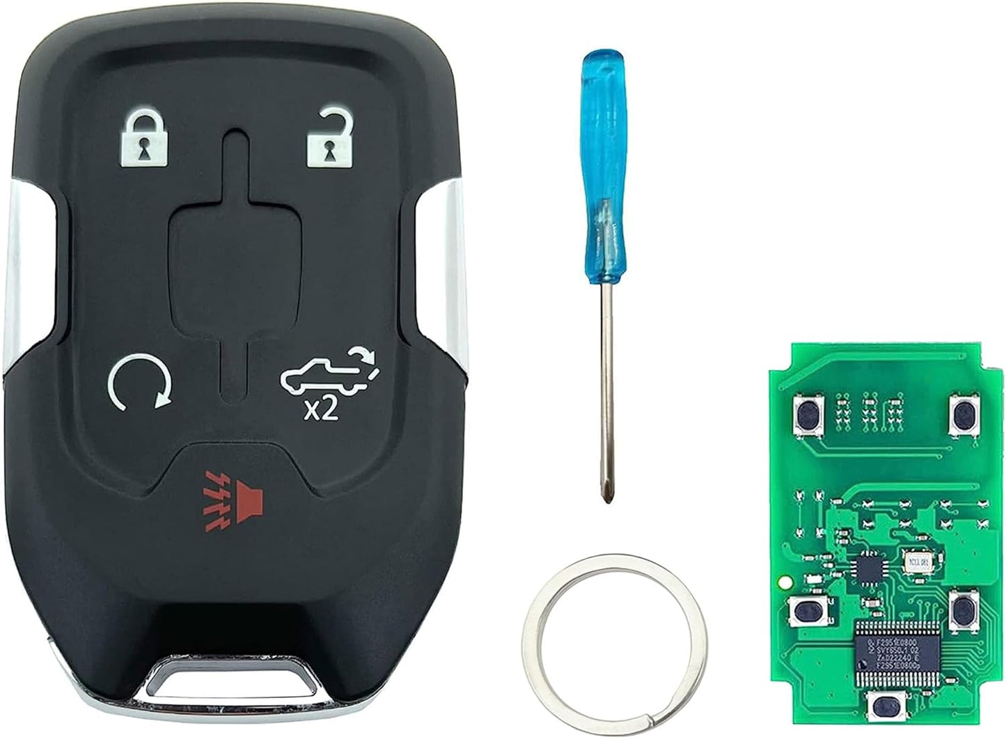 Smart Key Fob Cover Case Shell Fit for 2022 2021 2020 2019 Chevy Silverado and GMC Sierra 1500 2500HD 3500HD Keyless Entry Remote Key Fob (Without Chip, 5 Buttons)