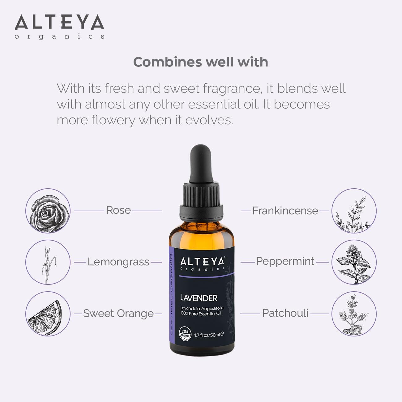 Organics Lavender Oil USDA Certified Organic Essential Oil, 3.4 Fl Oz/100 Ml Steam-Distilled Lavandula Angustifolia Aromatherapy Oil TLBH