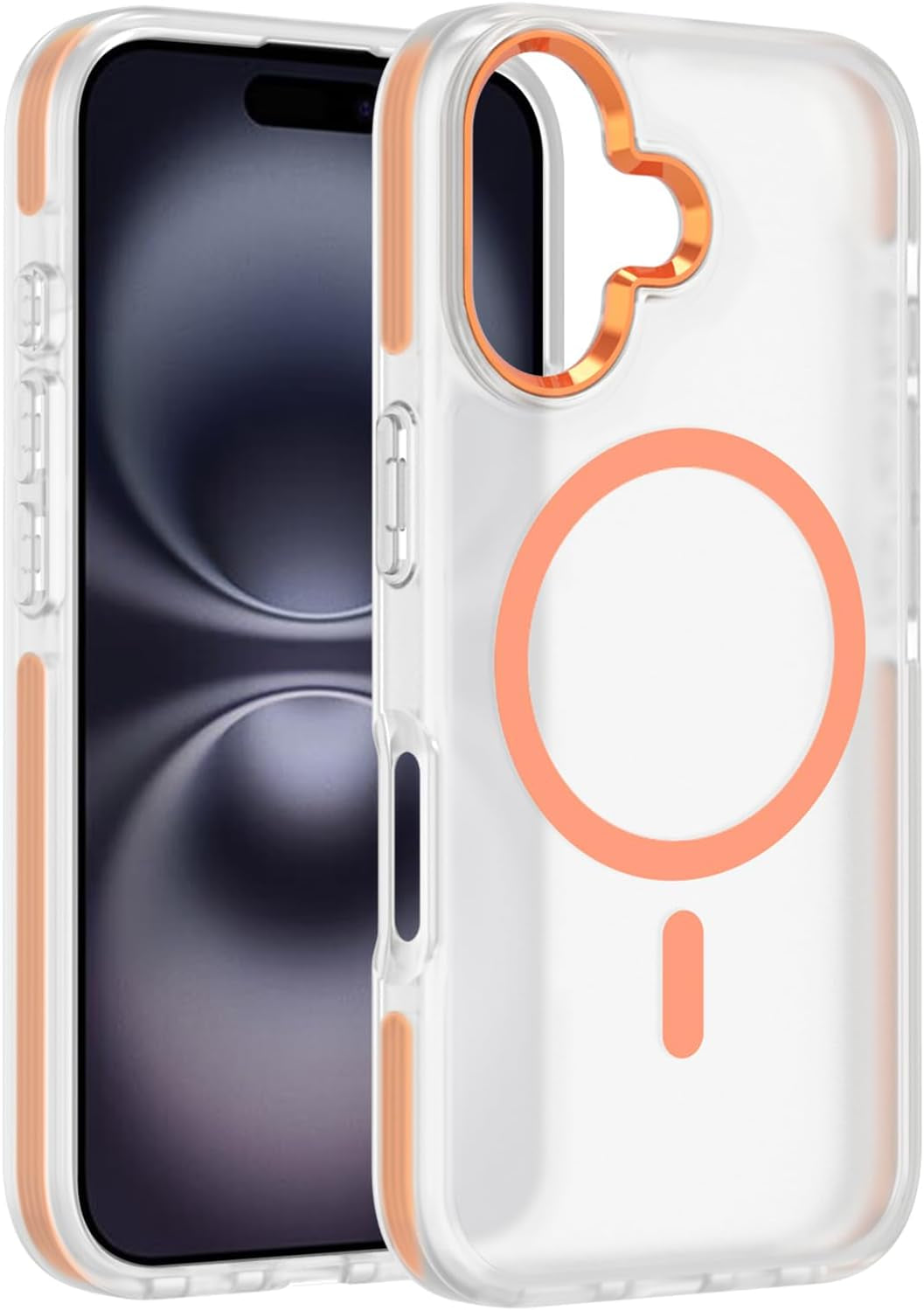 2025 New Magnetic for Iphone 16E Case,Compatible with Magsafe,Military Grade Drop Tested, Shockproof Matte Translucent Hard Back Slim Protective Case.Black Magnetic Circle.