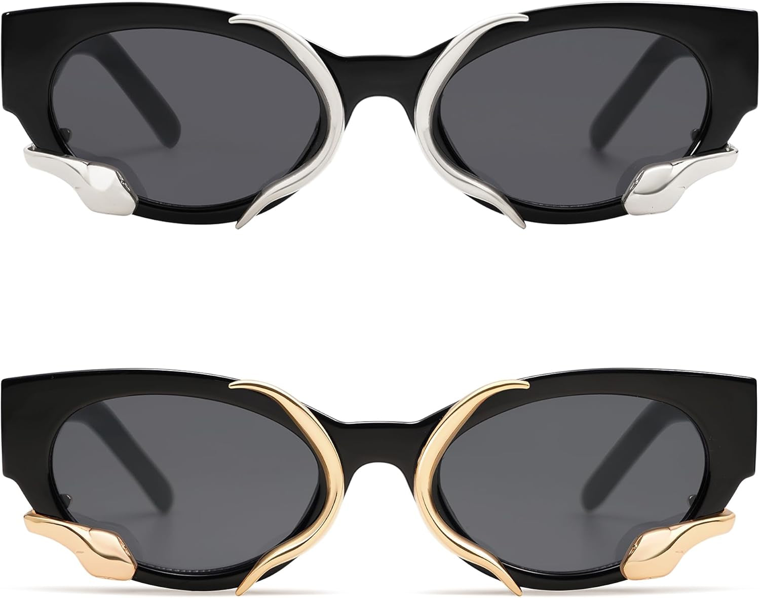 Trendy Sunglasses for Women Men Vintage Narrow Cateye Metal Snake Sunnie Y2K Accessories AP3621