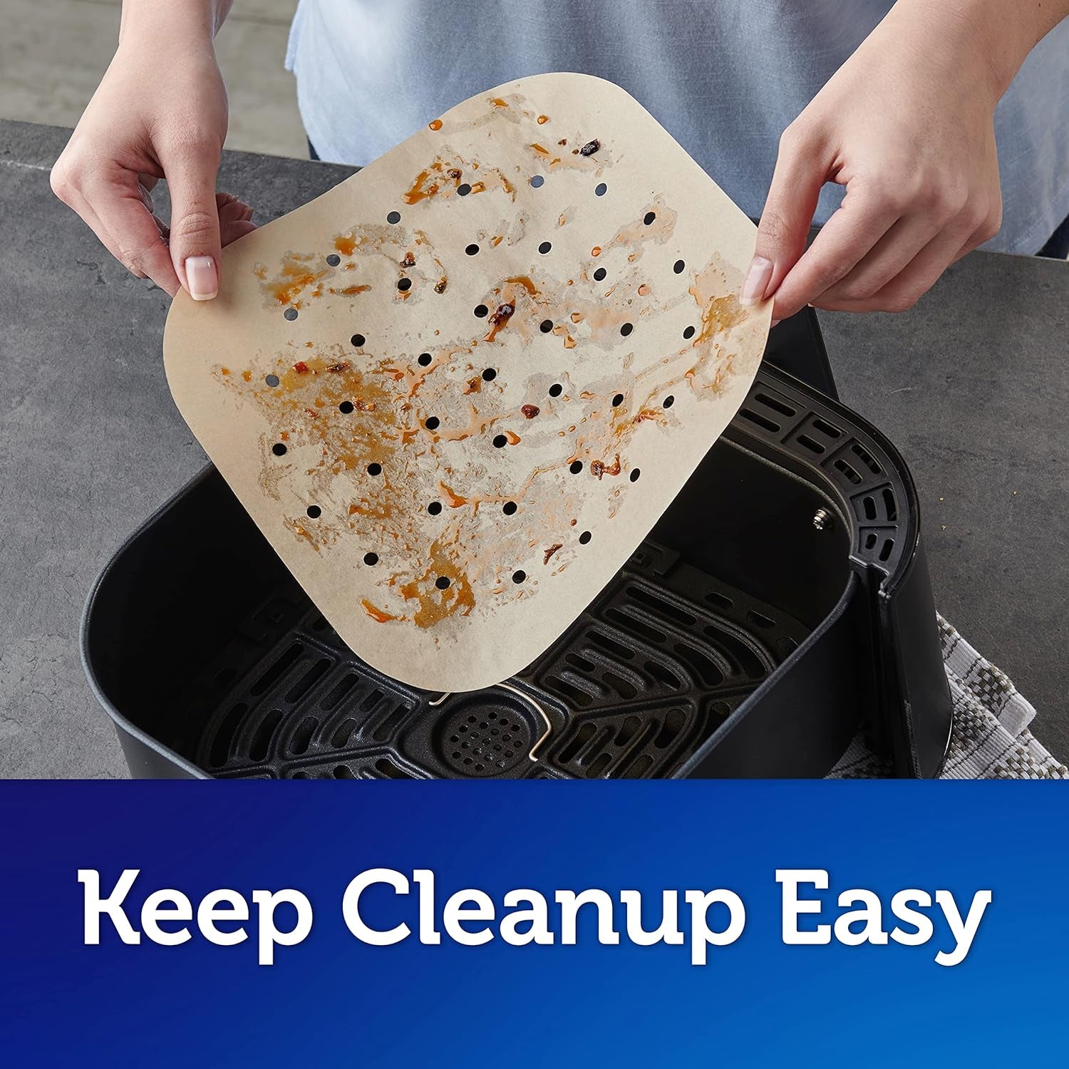 Kitchens Air Fryer Liners Disposable, Unbleached Parchment Paper Sheets, 50 Count