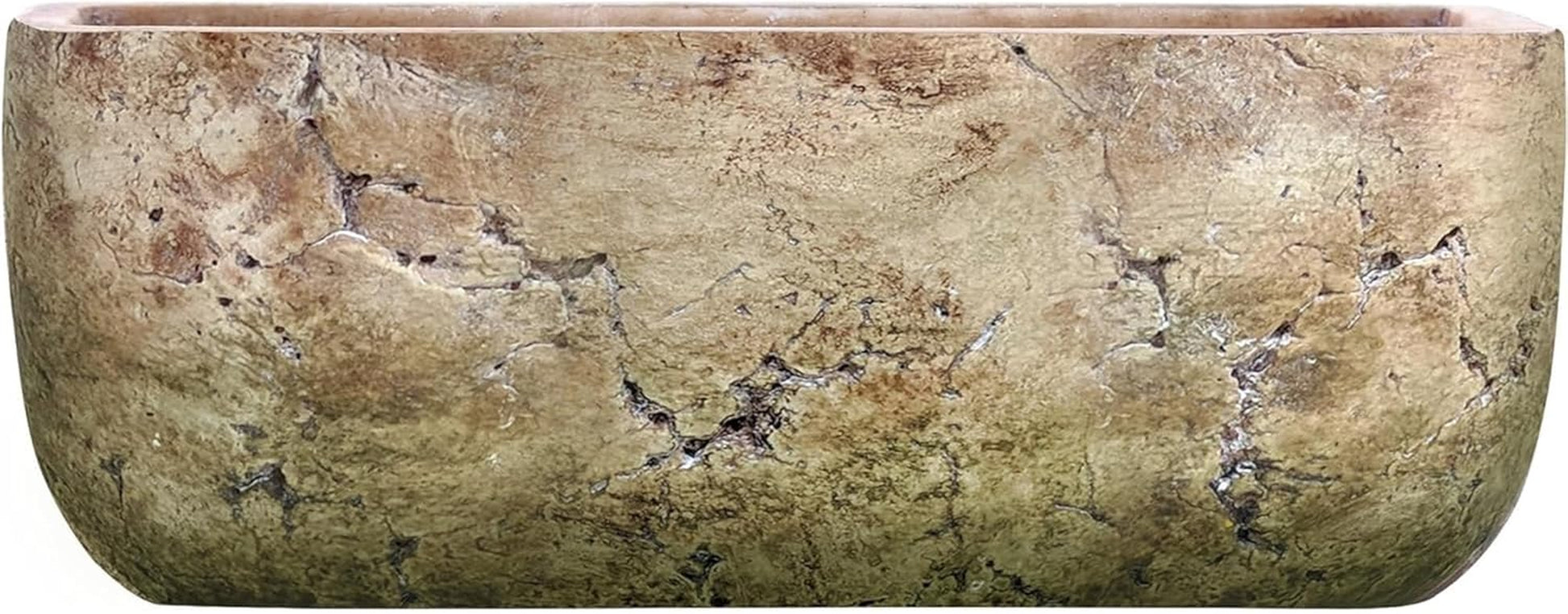 Cement Indoor Outdoor Planter with Drainage Hole, Dakota Trough Planter, Earth Moss Gray, Large, 8In