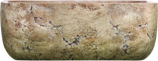 Cement Indoor Outdoor Planter with Drainage Hole, Dakota Trough Planter, Earth Moss Gray, Large, 8In