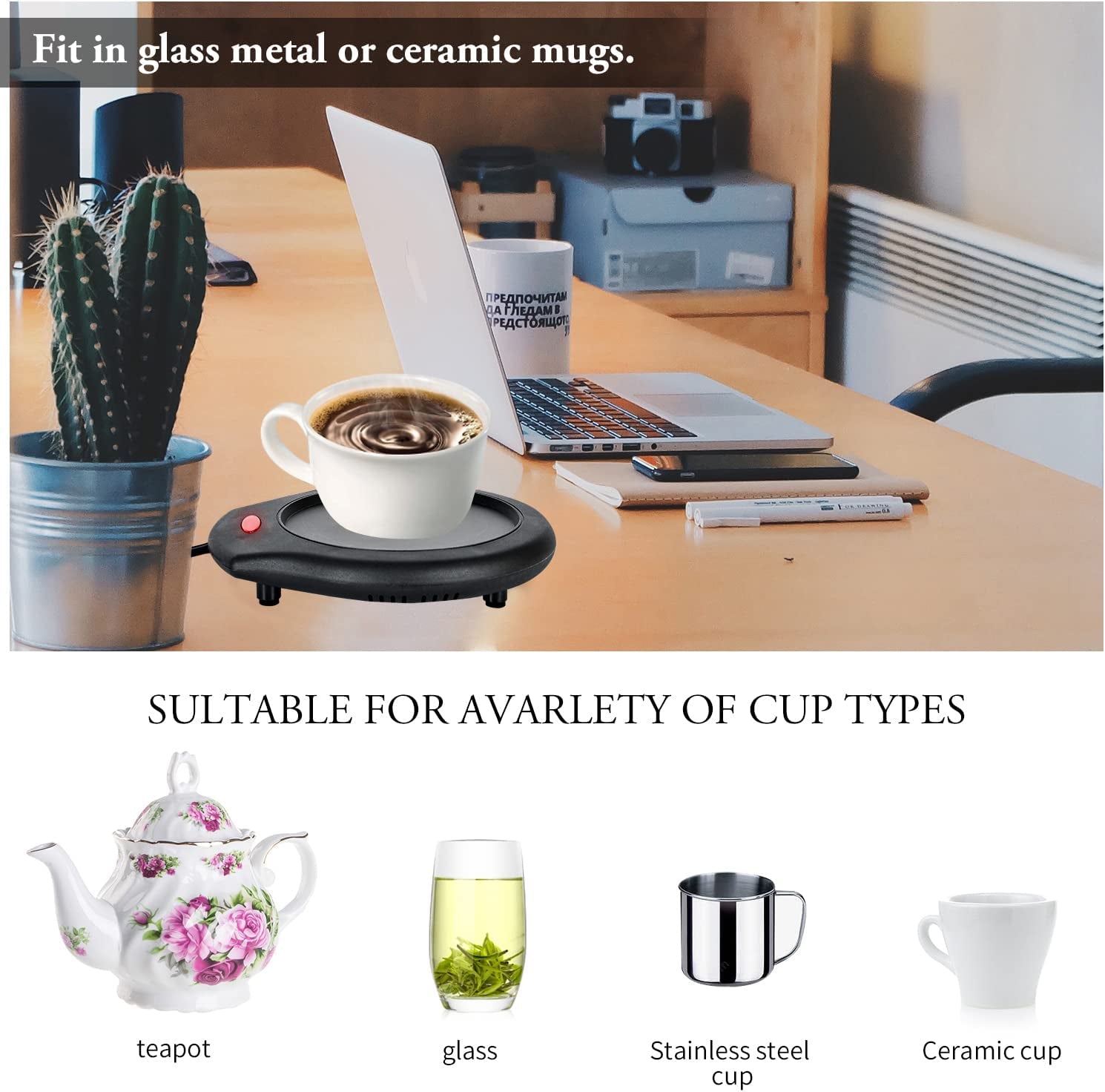 Candle Warmer for Large Jar, Coffee Mug Warmers, Safely Releases Scents without a Flame, Melt the Candle Quickly, Enjoy Your Warm Coffee Tea. Gifts for Festival Birthday Women Men Mom Dad