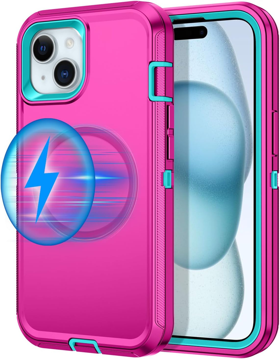 For Iphone 16E Case [Compatible with Magsafe] Shockproof 3-Layer Full Body Protection [Without Screen Protector] Rugged Heavy Duty Cover Case for Apple Iphone 16E 6.1",Turquoise