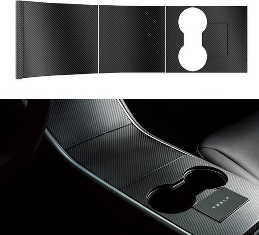 2016-2020 Tesla Model 3 Model Y Center Console Wrap Cover Kit, Non-Trace Remove Center Console Protector Accessories, Premium ABS Material. (Matte Carbon Fiber)