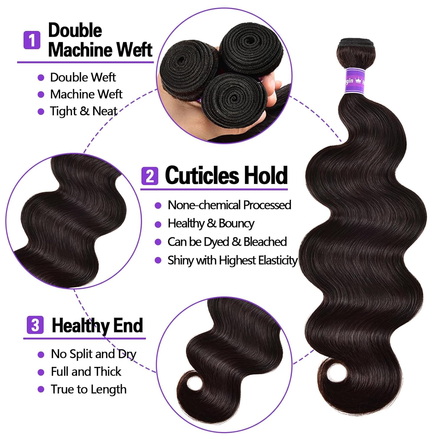 10A Human Hair Bundles Body Wave 3 Bundles Human Hair 20 22 24 Inch 100% Unprocessed Brazilian Virgin Human Hair Weft Bundles Deals Human Hair Weave Body Wave Human Hair Extensions Natural Color
