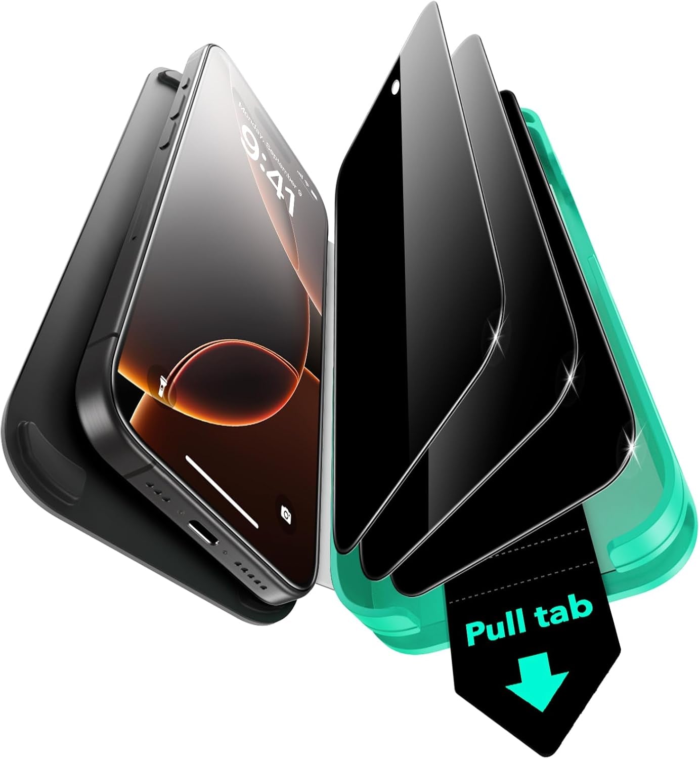 3 Pack 9H+ Glass for Iphone 16E/Iphone SE 4/Iphone 14/Iphone 13/Iphone 13 Pro Privacy Screen Protector, [Military Grade Shatterproof & Longest Durable] Armorite Tempered Glass with Ultrafit Tray