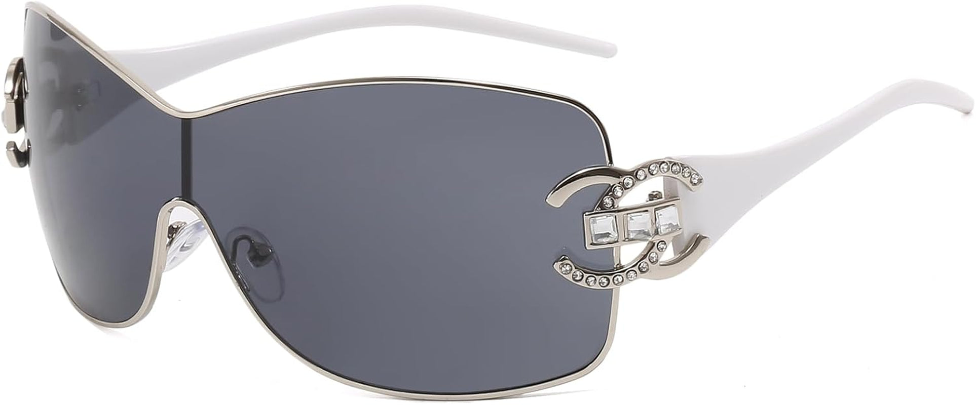 Wrap around Y2K Sunglasses for Women Men Fashion Large Frame One-Piece Shades Trendy Shield Design Gradient Lens