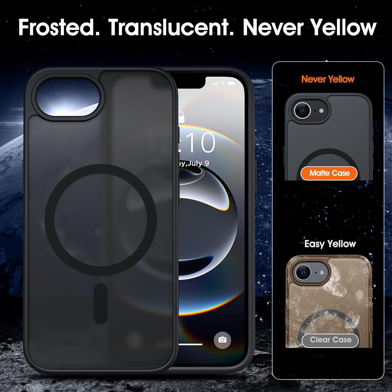 Magnetic for Iphone 16E Case Matte [Compatible with Magsafe Accessories][Frosted Translucent][Military Grade Protection][Silky Touch Shockproof Slim] Anti-Scratch Phone Case (Black)