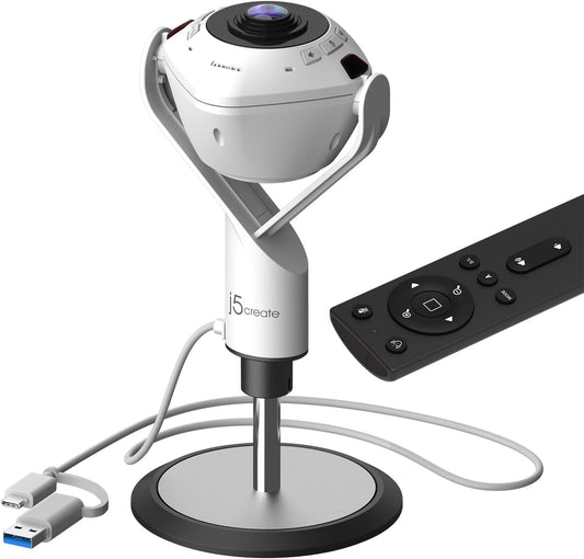 360 All around Ai-Powered Conference Room Camera with Speakerphone, Smart-Tracking, Auto-Framing, Include a Remote Control (JVU368)