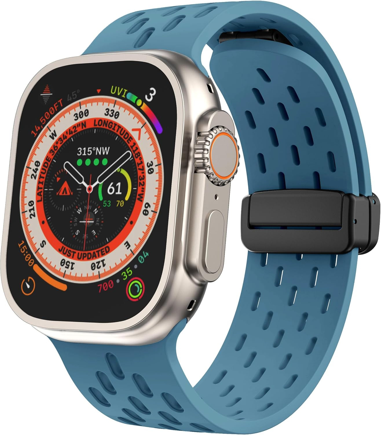 Magnetic for Apple Watch Ultra/Ultra 2 Band 49Mm 45Mm 44Mm 42Mm Iwatch Strap 41Mm 40Mm 38Mm Men Women, Breathable Soft Silicone Sport Band with Magnetic Butterfly Clousure for Apple Watch Ultra 2 Ultra 9 8 7 6 5 4 3 2 1 SE