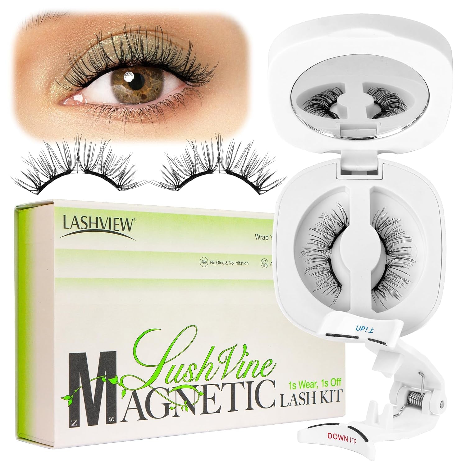 Magnetic Eyelashes with Applicator, Reusable Soft Magnetic Eyelashes Natural Look, No Glue Needed, Windproof & Waterproof for All-Day Comfort (L01)