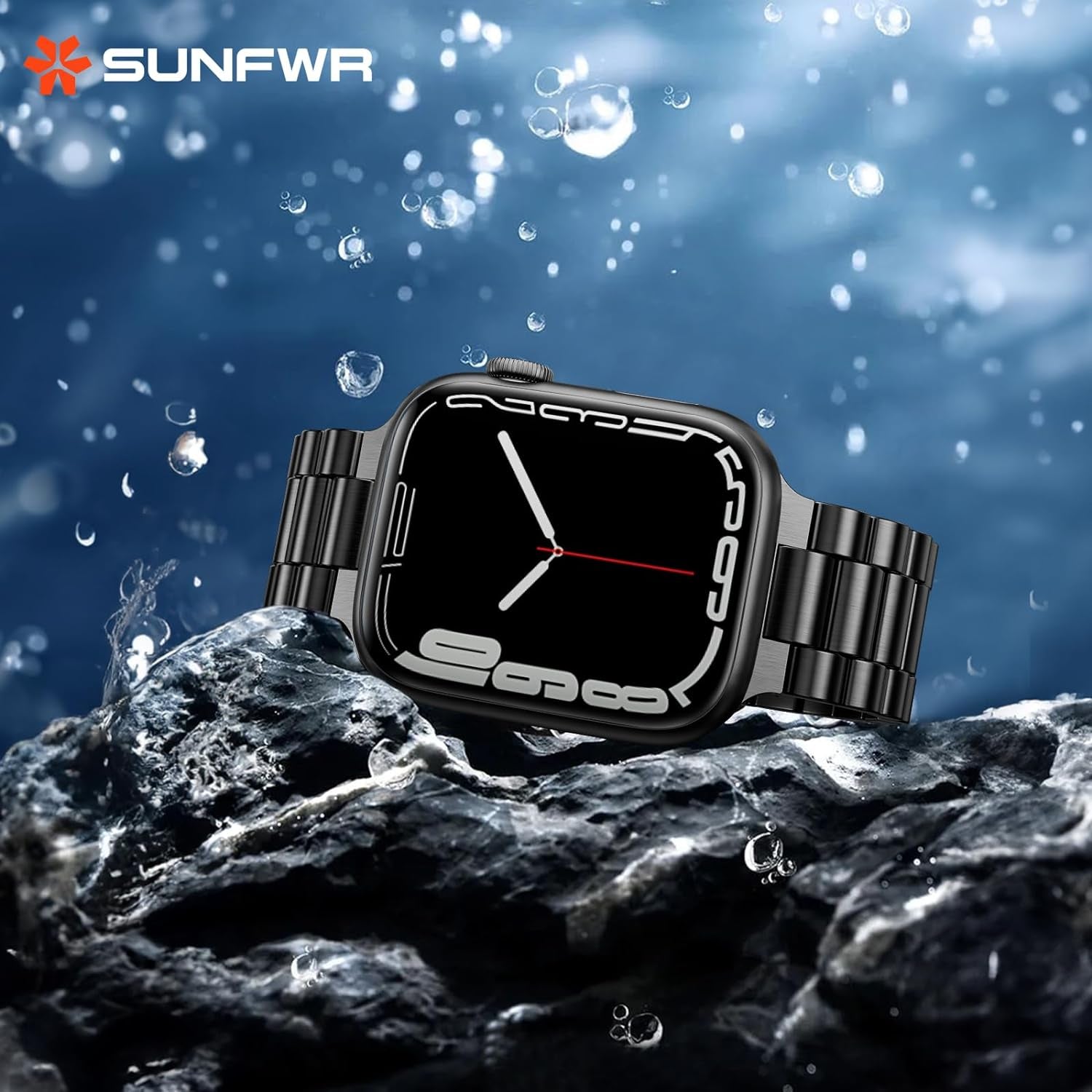 Compatible with Apple Watch Band 45Mm 44Mm 42Mm for Men Women, Stainless Steel Metal Iwatch Band with Case for Apple Watch Series 9/8/7/6/5/4/3/2/1/Se/Se2(Black, 42Mm 44Mm 45Mm)