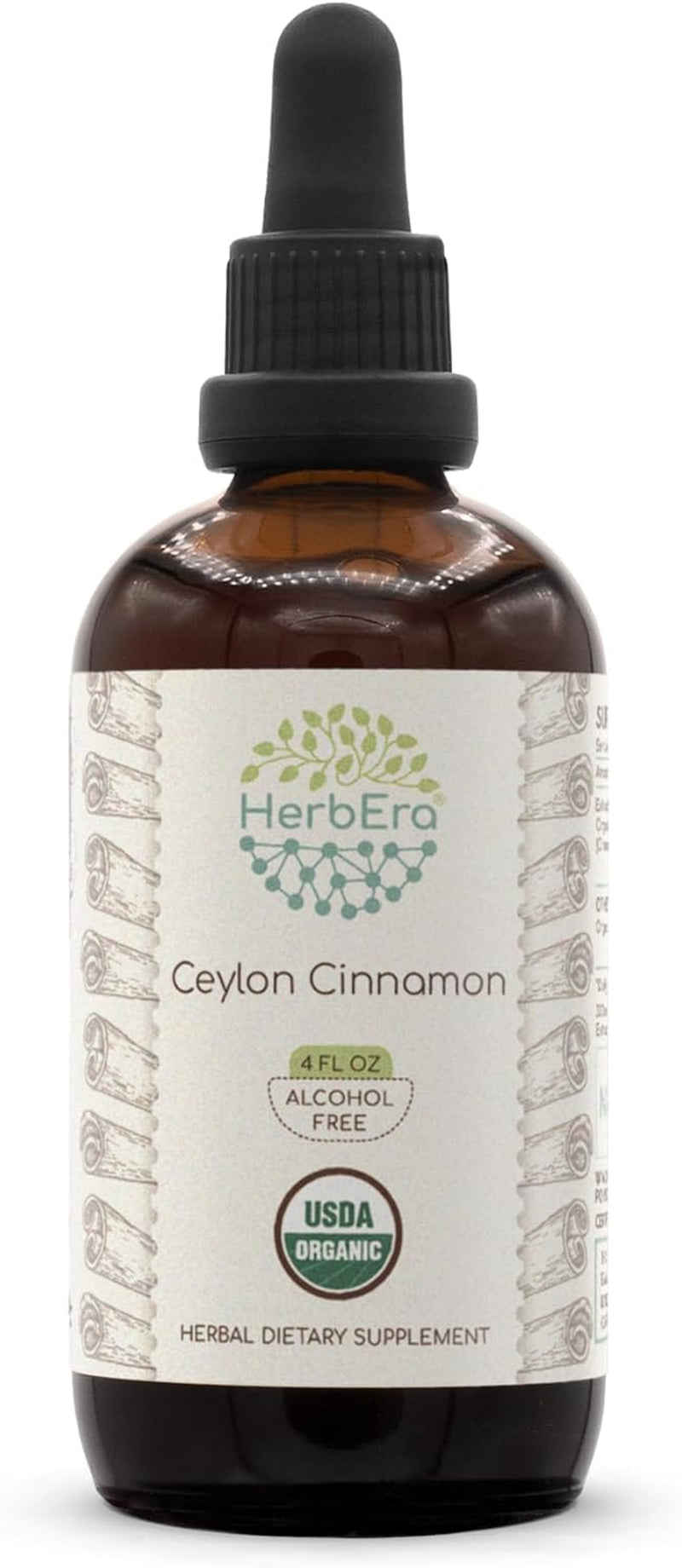 Ceylon Cinnamon B120 USDA Organic Tincture | Alcohol-Free Extract, High-Potency Herbal Drops | Certified Organic Ceylon Cinnamon (Cinnamomum Verum) Dried Bark (4 Oz) TLBH