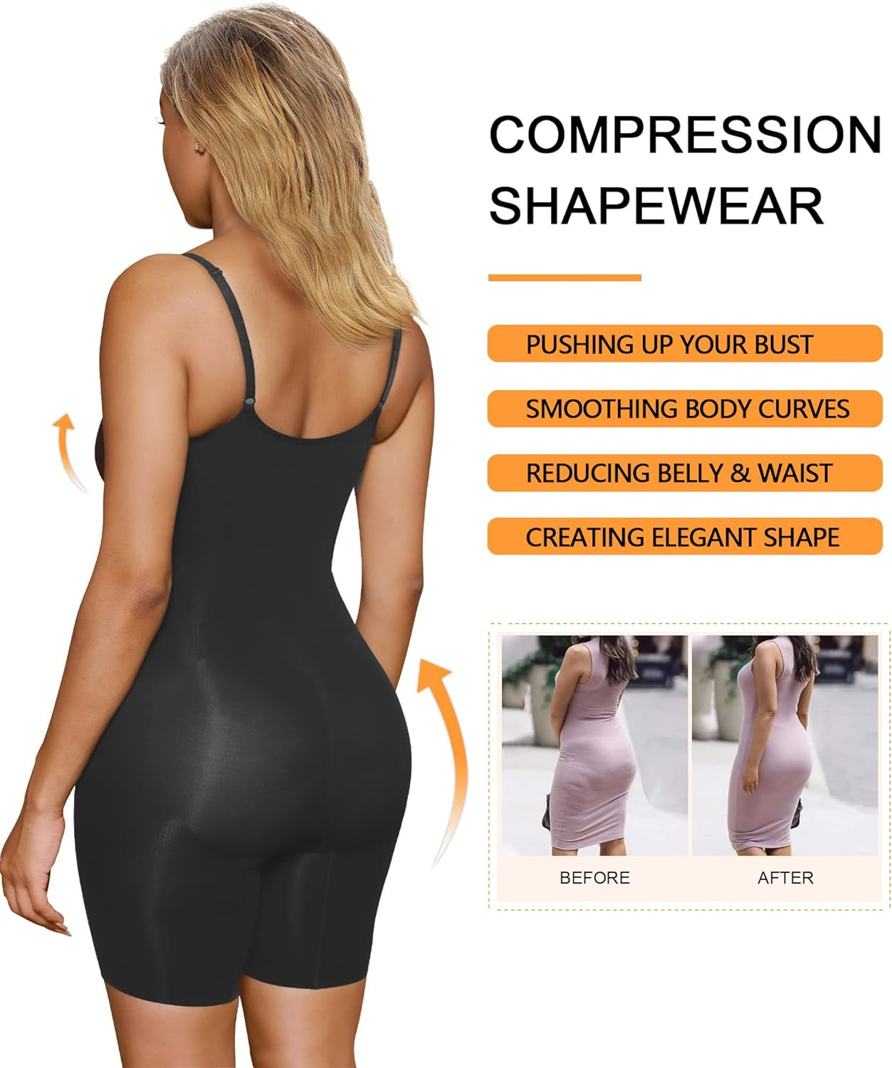 Women'S Shapewear Bodysuit Tummy Control Body Shaper Seamless Sculpting Snatched Waist Body Suit