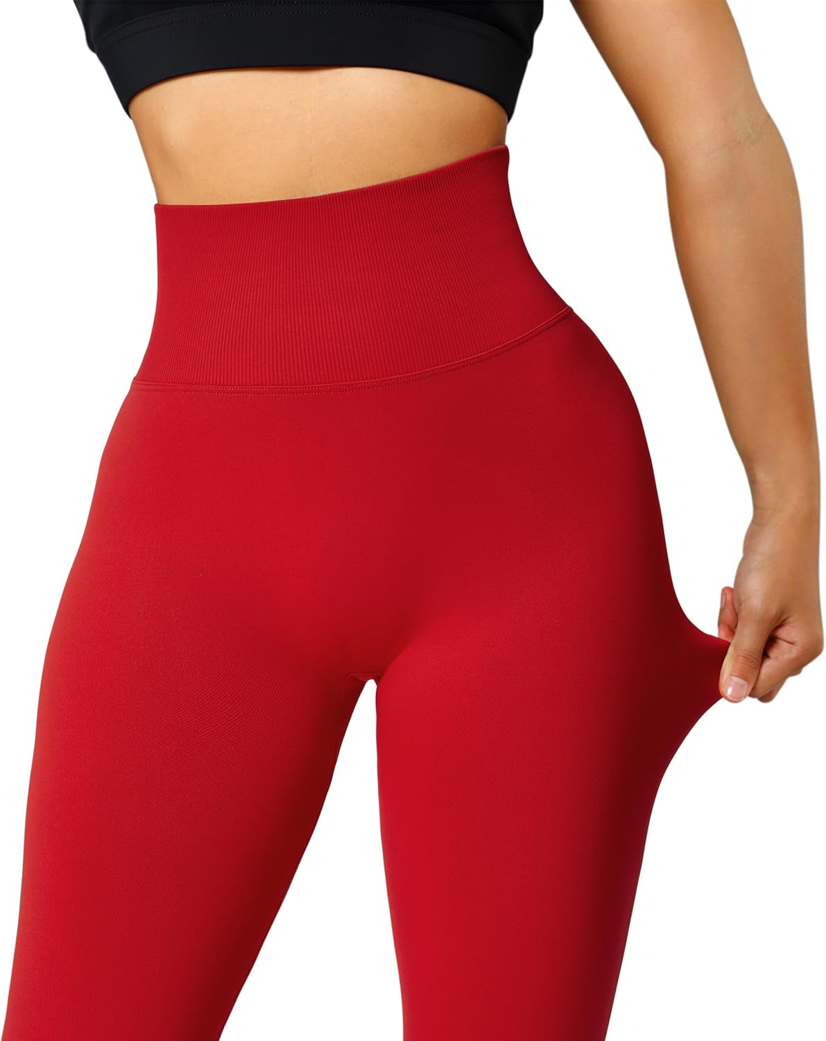 Womens Seamless Butt Lift Leggings High Waisted Yoga Pants Ribbed Workout Slimming Tights