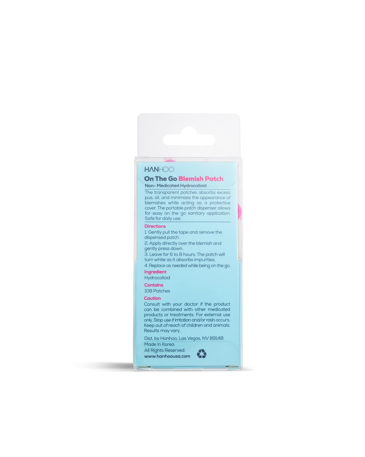 on the Go Blemish Patch, 108 Count, Pimple Patch Dispenser, Shrinks Pimples, Protects from Finger-Picking and Dirt, Absorbs Fluid, Acne Spot Patches, Invisible Pimple Patches, Korean Skincare