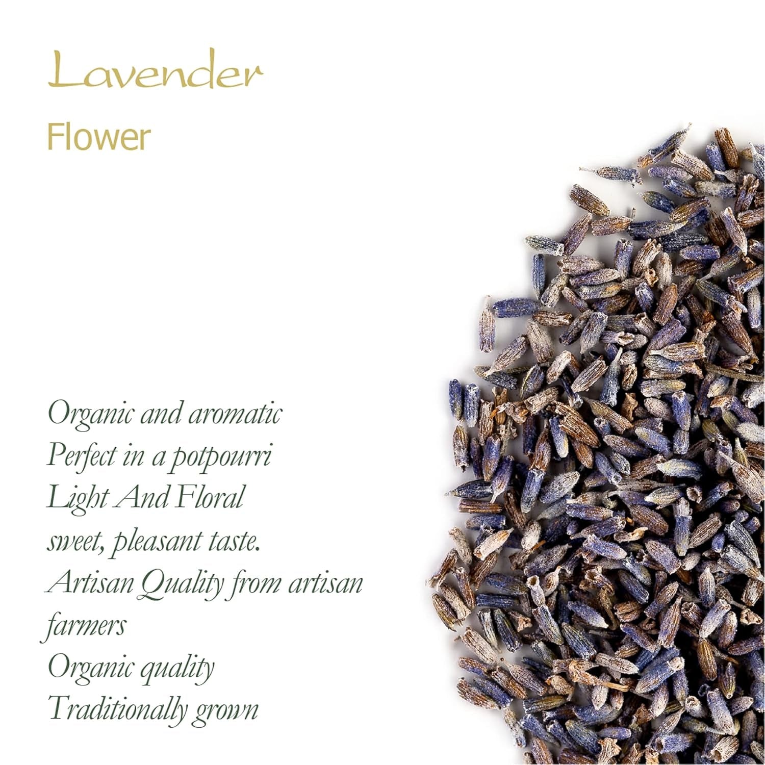 Lavender Buds Organic Lavandula Flower - Perfect in a Potpourri - Lavandula Angustifolia - Organic Lavender Flowers Lavender Dry Flowers Organic Dry Lavender Buds for Tea Dried Lavender Tea TLBH