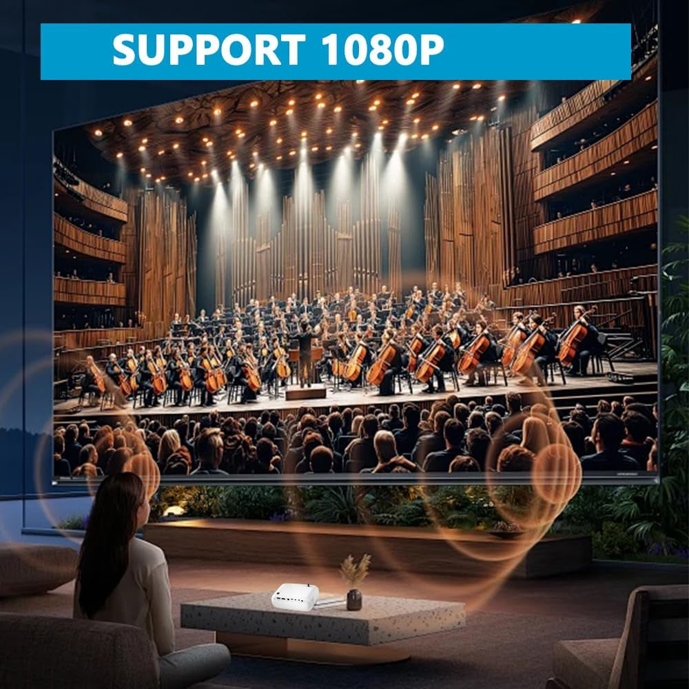 Mini Projector,  HD Projector Powerbanks Powered , 10000 Lumens Portable Projector with Tripod for Outdoor Travel Theater,Compatible with Android/Ios/Windows/Tv Stick/Hdmi/Usb