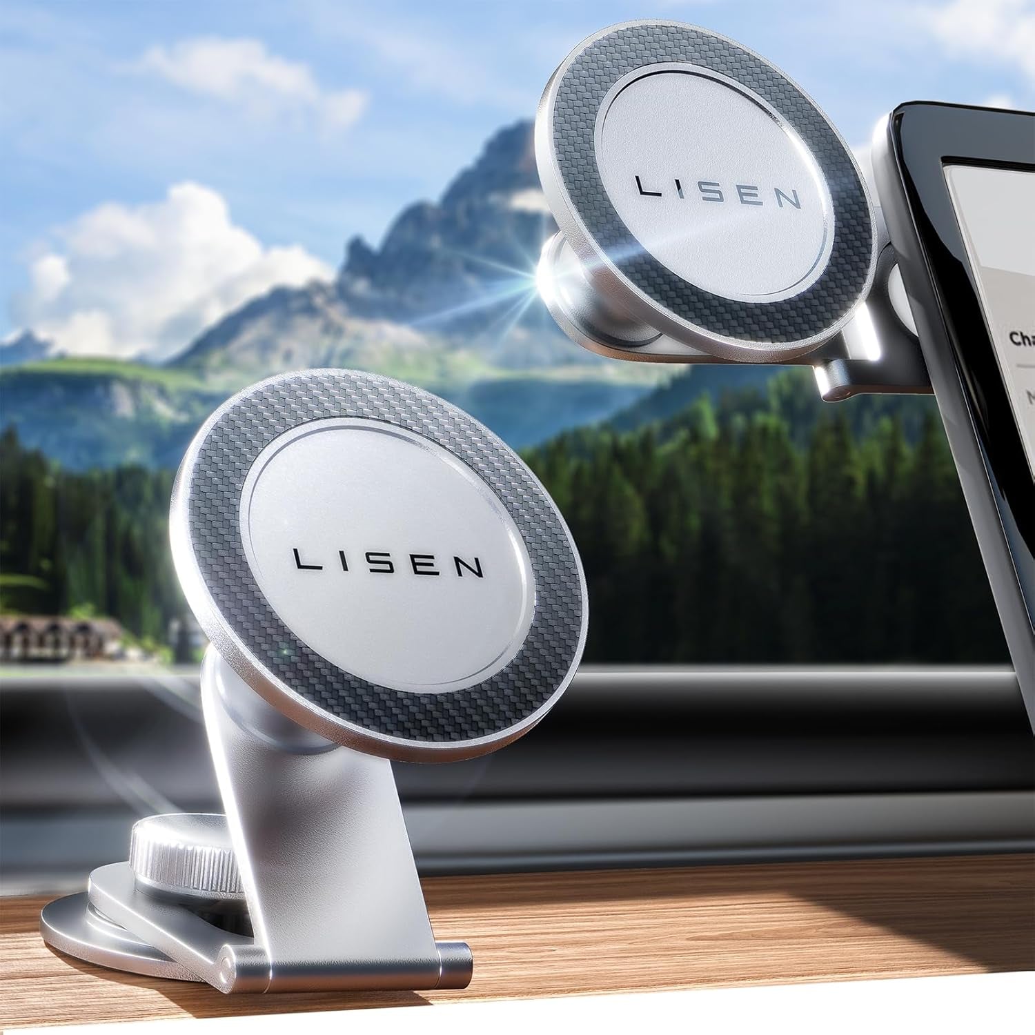 Tesla Phone Mount Holder, for Magsafe Car Mount [20 Strongest Magnets] Tesla Model 3/Y/X/S Accessories 2023, Adjustable Tesla Accessories Model 3/Y Fits for Iphone 16 Pro Max plus 15 14 Series