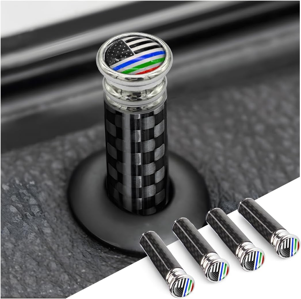 4PCS Car Door Lock Knobs, American Flag Carbon Fiber Door Lock Pin Cover, Decorative Modification Door Lock Bolt Pin Cover, Auto Accessories Universal for SUV, Truck, Van (Black Flag) TRUCK DRIVER