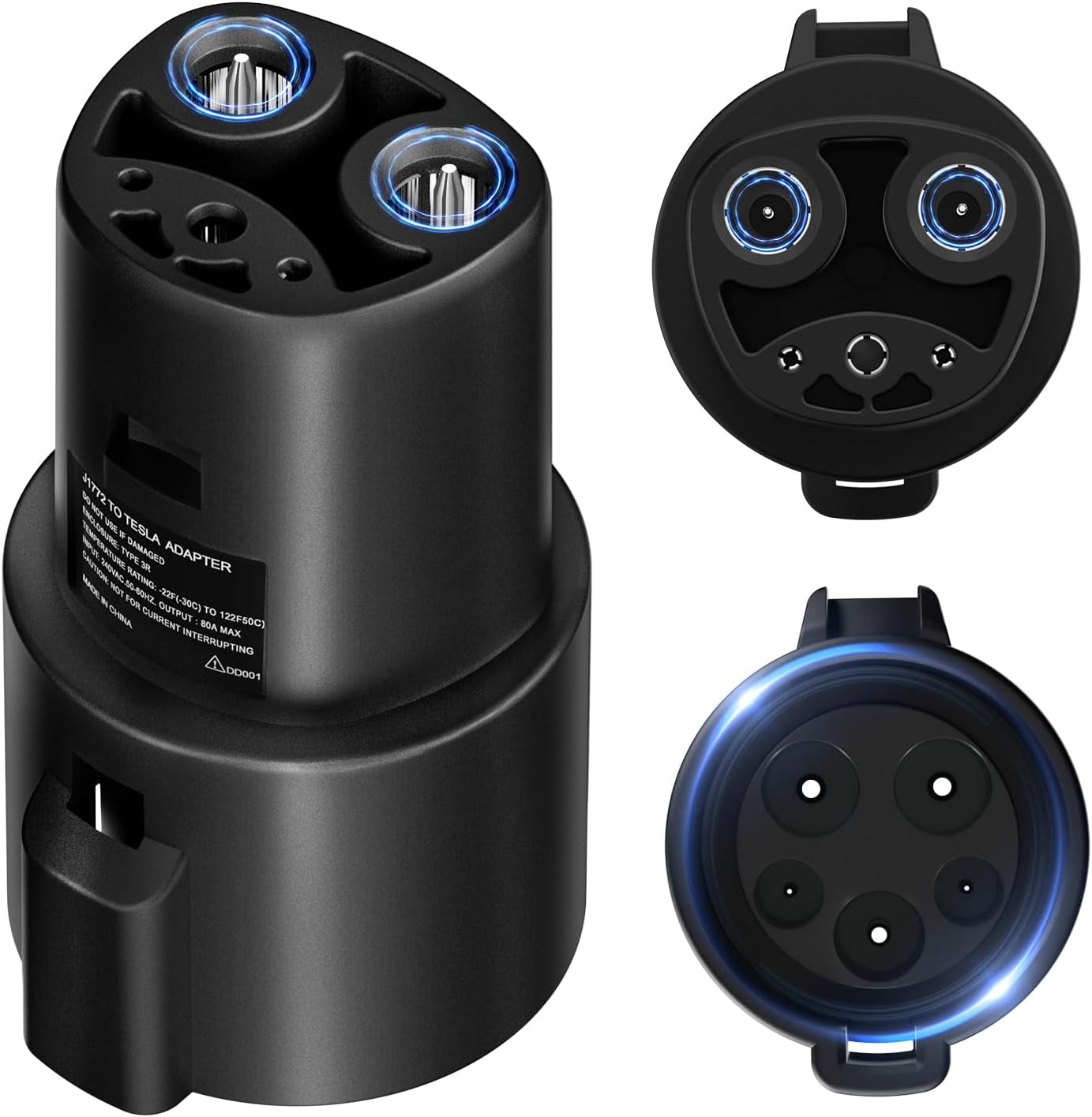 J1772 to Tesla Charger Adapter, Max 80A 280V Fast Charging for Tesla Model 3/Y/X/S with Safety Certified Charger Connecting Charging Adapter, SAE J1772 EV Adapter for Tesla Cars Only