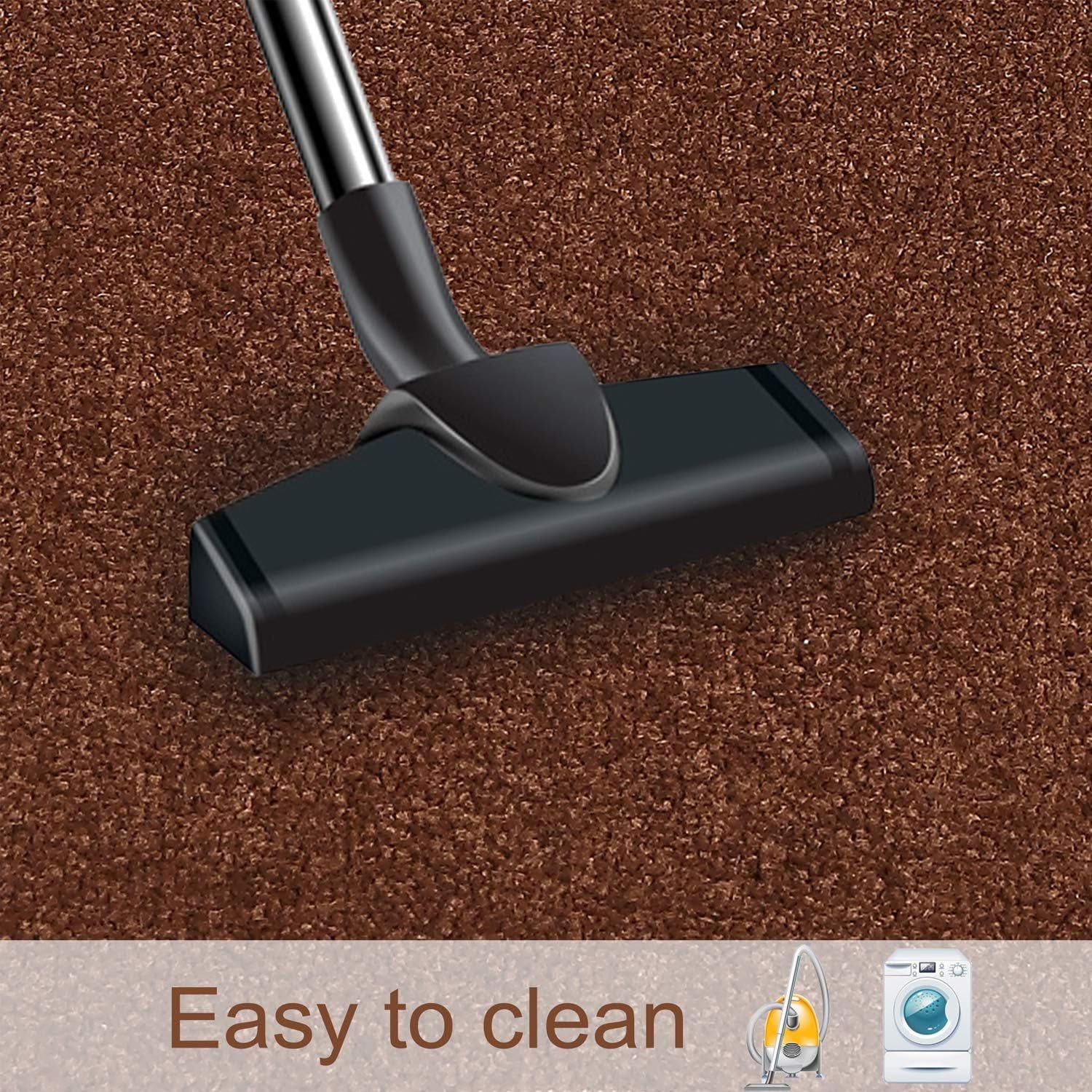 Carpet Stair Tread Landing Mat Tape Free Self Adhesive Non Slip Skid Resistant Indoor Doormat Area Rug Floor Mat for Kitchen Bathroom Workstations Washable Rectangle 2' X 3' (Brown)