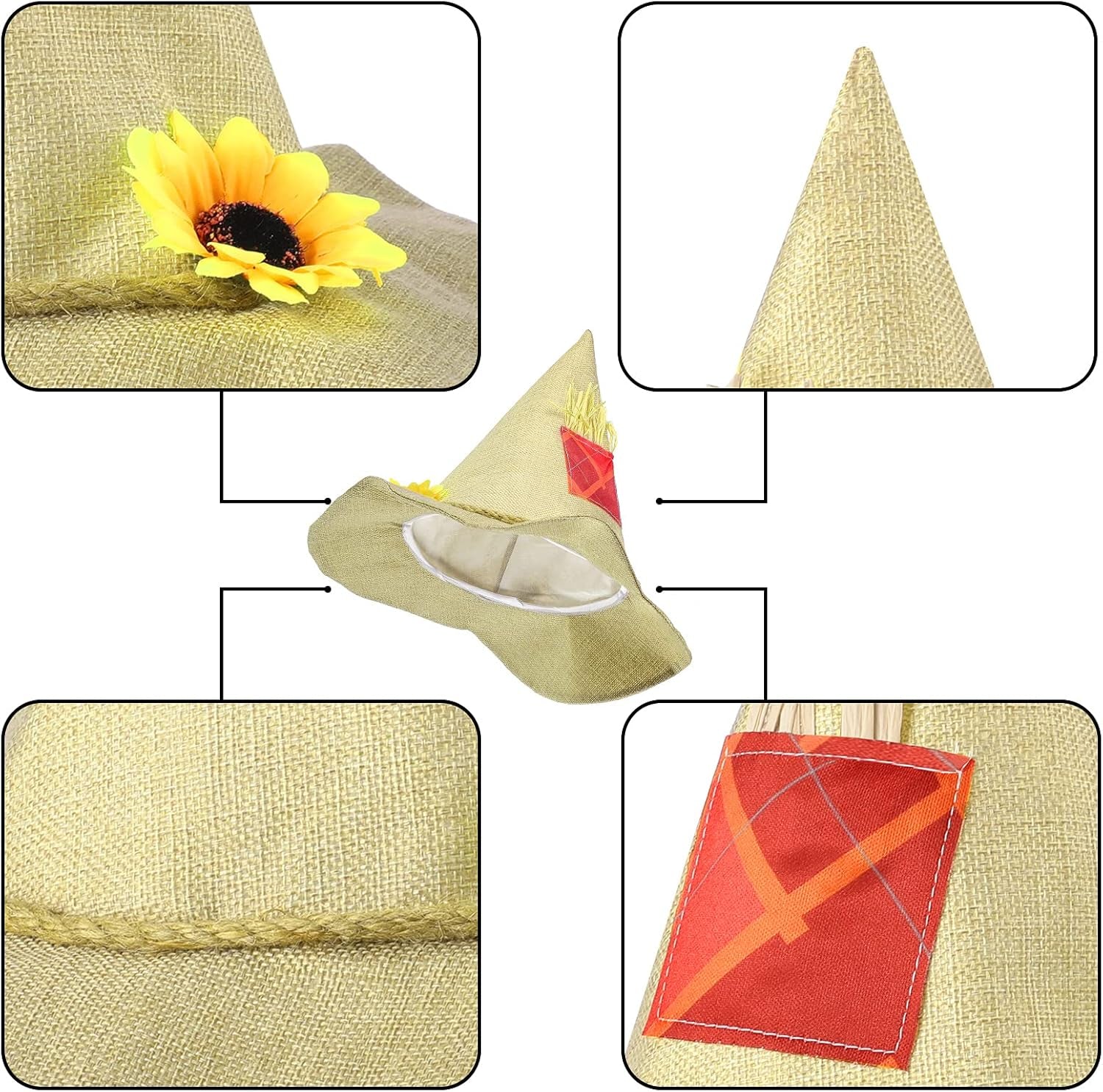 Halloween Scarecrow Costume for Women Adult Scarecrow Poncho Scarecrow Hat Plaid Halloween Costumes for Halloween Decorations Role Playing Party Accessory