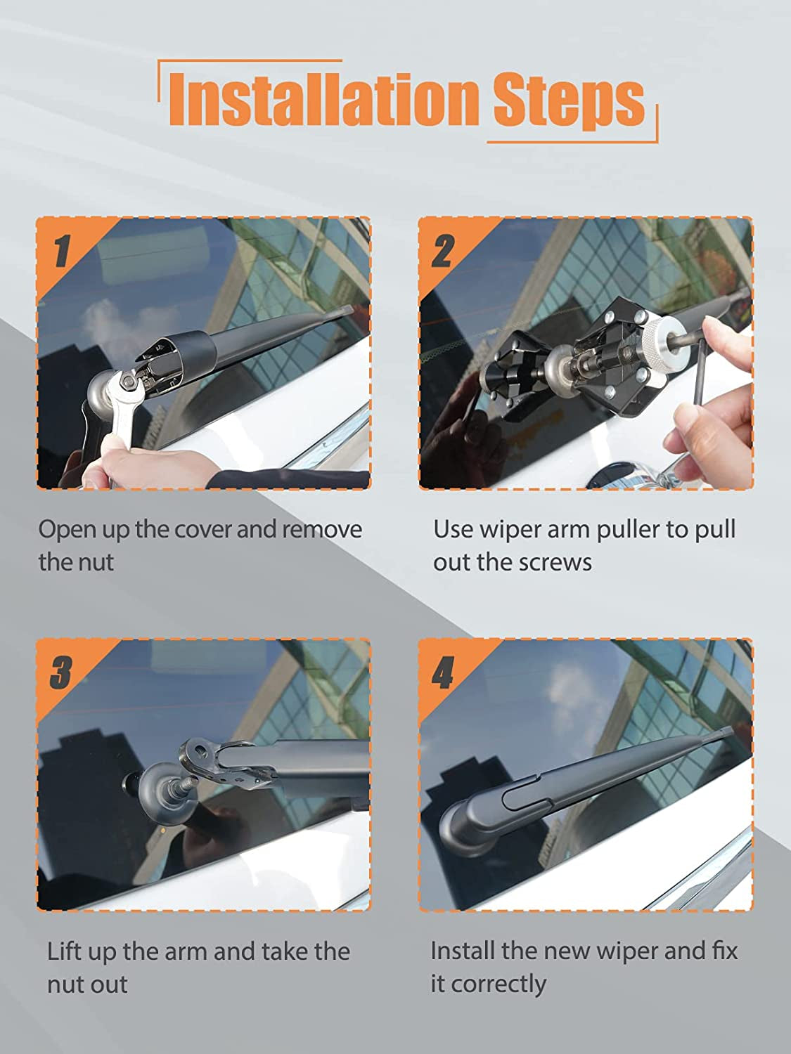 Rear Windshield Wiper Blade Replacement for Toyota RAV4 2013-2018, Highlander 2020-2023, Jeep Compass 2018-2022 - Back Wiper Blade OEM Factory Accessories Replacement 85242-42040, 10 Inches