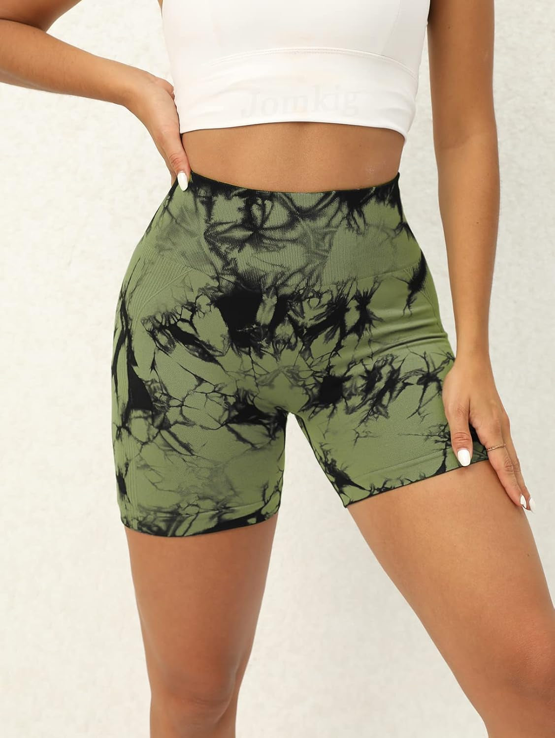 Butt Scrunch Seamless Shorts for Women High Waist Seamless Workout Yoga Gym Running Biker Shorts Olive X-Large