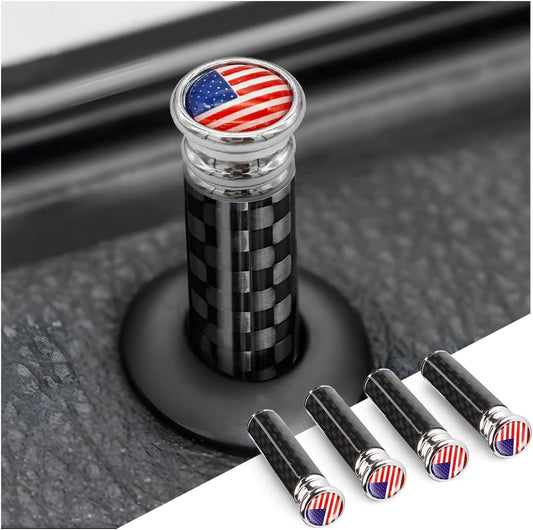 4PCS Car Door Lock Knobs, American Flag Carbon Fiber Door Lock Pin Cover, Decorative Modification Door Lock Bolt Pin Cover, Auto Accessories Universal for SUV, Truck, Van (Red Flag) TRUCK DRIVER