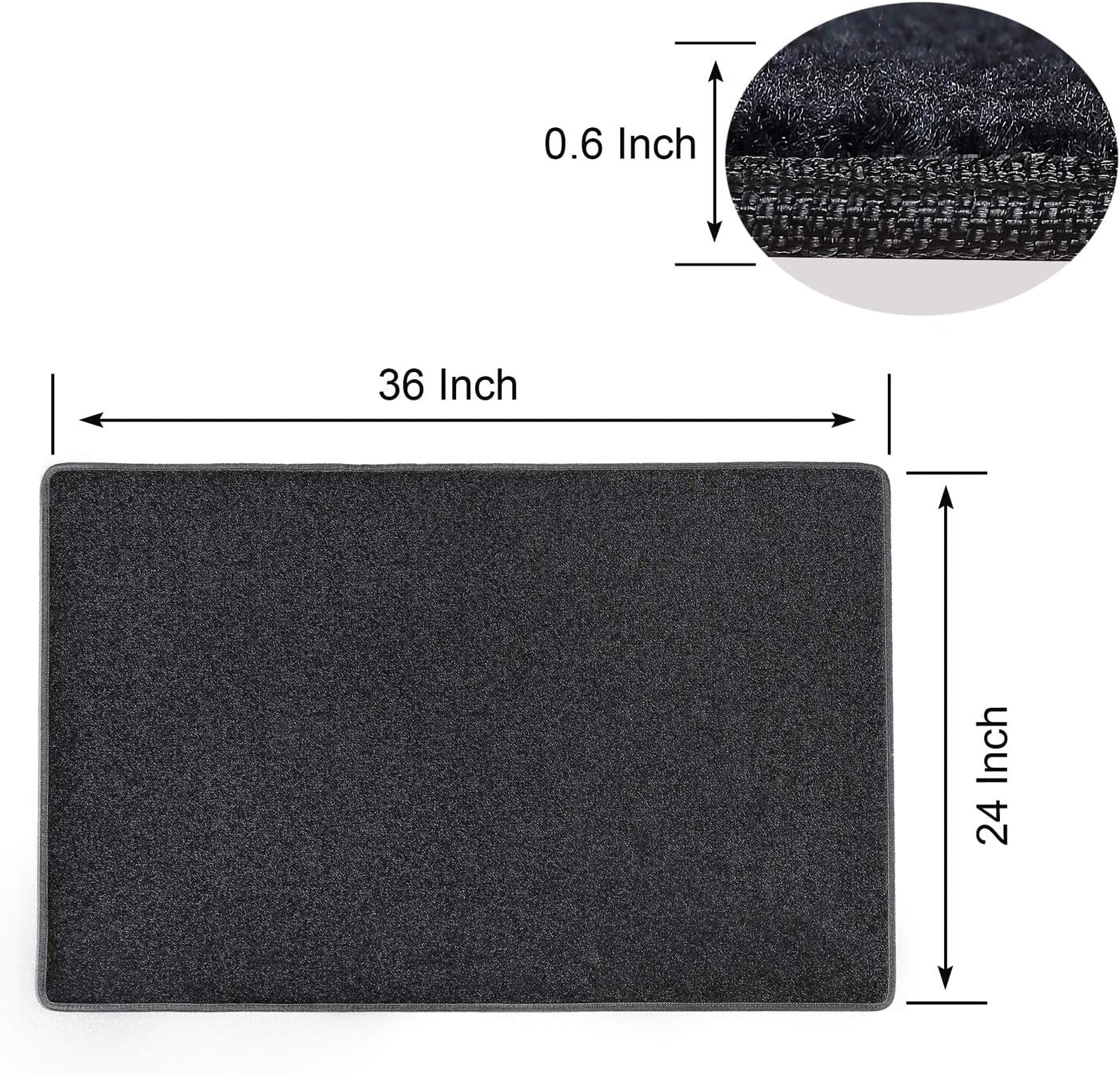 Carpet Stair Tread Landing Mat Tape Free Self Adhesive Non Slip Skid Resistant Indoor Doormat Area Rug Floor Mat for Kitchen Bathroom Workstations Washable 2' X 3' (Black)