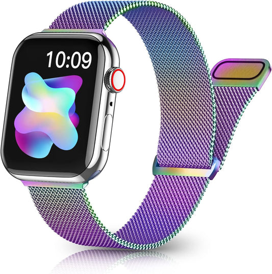 Magnetic Bands Compatible for Apple Watch Band 40Mm Women 38Mm 41Mm 42Mm 44Mm 45Mm 49Mm Men, Stainless Steel Mesh Metal Adjustable Sport Strap Wristband Iwatch Series 9 8 7 6 5 4 3 2 1 SE Ultra