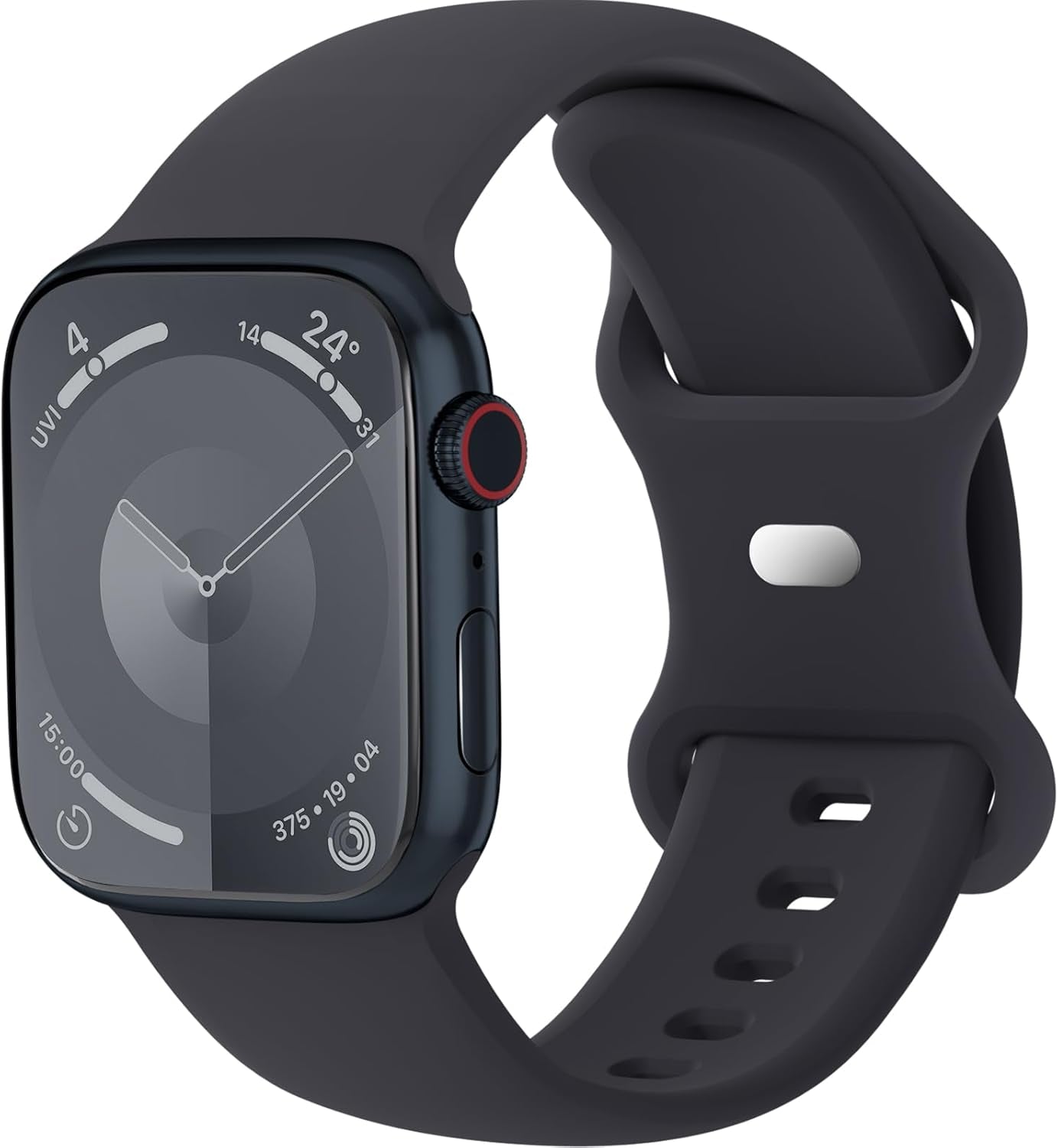 Extra Widened Silicone Bands Compatible with Apple Watch 38Mm 40Mm 41Mm 42Mm 44Mm 45Mm 49Mm, Replacement Soft Sport Strap Wristbands for Iwatch Series 9/8/7/6/5/4/3/2/1 Ultra SE Women Men, Midnght