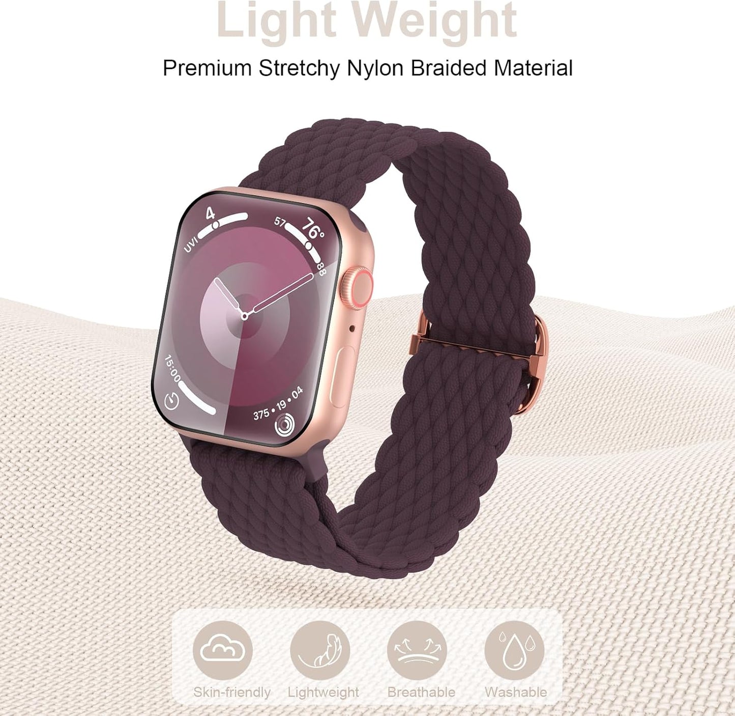 Braided Solo Loop Bands Compatible for Apple Watch Band 38Mm 40Mm 41Mm 42Mm 44Mm 45Mm 49Mm, Stretchy Nylon Elastic Sport Strap for Iwatch Ultra Series 9 8 7 SE 6 5 4 3 2 1 Women & Men