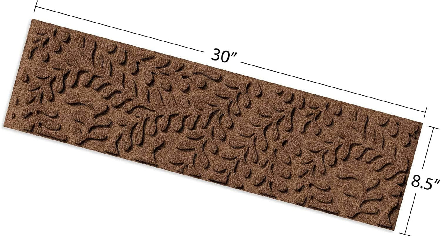 Waterhog Stair Treads, Set of 4, 8-1/2 X 30 Inches, Made in USA, Durable and Decorative Floor Covering, Indoor/Outdoor, Water-Trapping, Boxwood Collection, Dark Brown