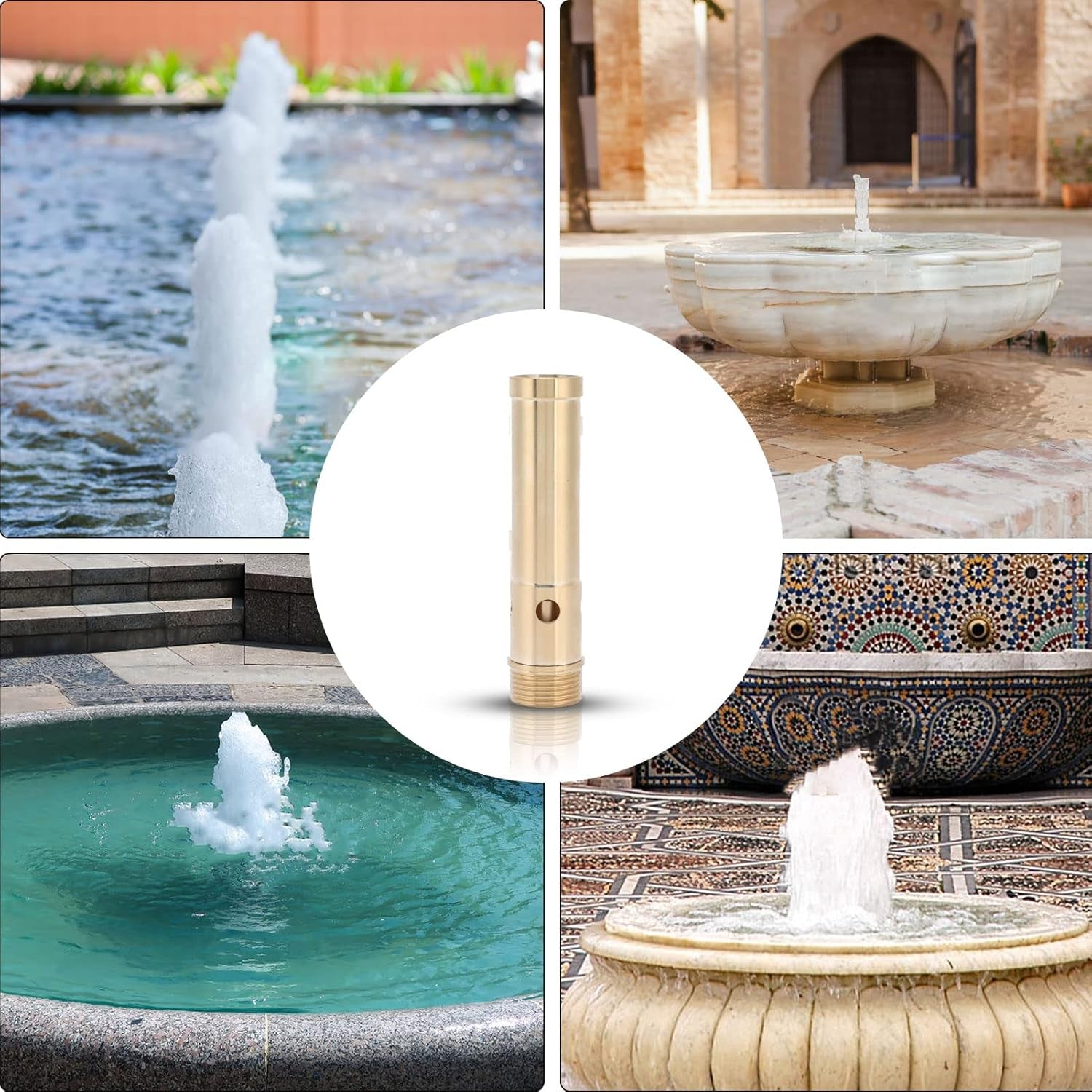 Brass Bubbling Fountain Nozzle, G1/2 Female Thread G3/4 Male Thread Spray Head Pond Sprinkler for Garden Pond Amusement Parks Library