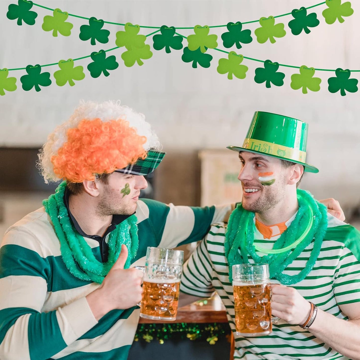 St Patricks Day Decorations 5 Pack Shamrock Clover Felt Banner Garland for St Patricks Day Decor Dark Green Light Green for Party Home Store